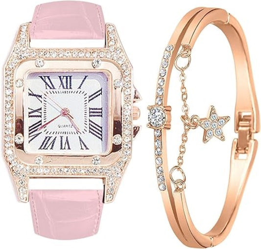 Reloj de Dama + Pulsera + Caja de Regalo 🎁