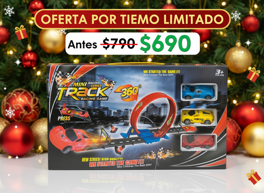 Pista Giro 360 con Lanzador + 3 Autos