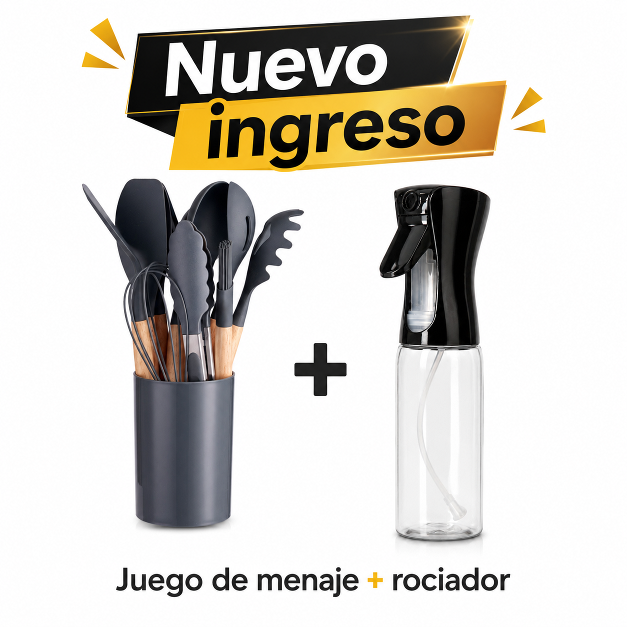 Set de Menaje 12 Piezas + Rociador de Aceite de Regalo